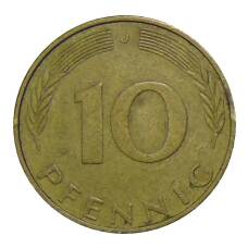 Монета 10 пфеннигов 1971 года J Германия (реверс)