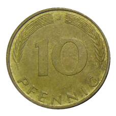 Монета 10 пфеннигов 1971 года J Германия (реверс)