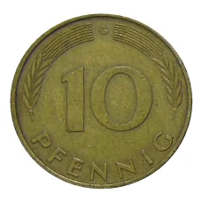 Монета 10 пфеннигов 1971 года G Германия (реверс)