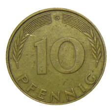 Монета 10 пфеннигов 1971 года G Германия (реверс)