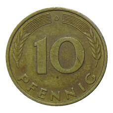 Монета 10 пфеннигов 1979 года D Германия (реверс)