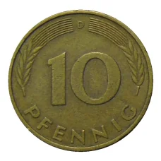 Монета 10 пфеннигов 1979 года D Германия (реверс)