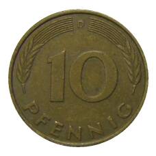 Монета 10 пфеннигов 1979 года D Германия (реверс)
