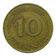 Монета 10 пфеннигов 1979 года D Германия (реверс)