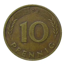 Монета 10 пфеннигов 1979 года D Германия (реверс)