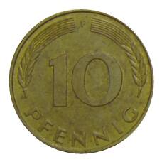 Монета 10 пфеннигов 1979 года F Германия (реверс)