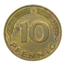Монета 10 пфеннигов 1979 года F Германия (реверс)
