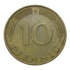 Монета 10 пфеннигов 1984 года D Германия (реверс)