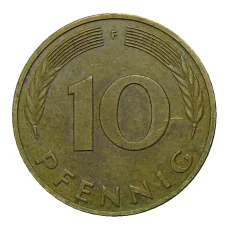 Монета 10 пфеннигов 1984 года F Германия (реверс)