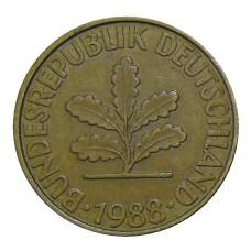 Монета 10 пфеннигов 1988 года F Германия (аверс)
