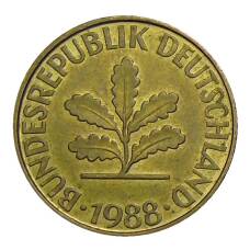 Монета 10 пфеннигов 1988 года F Германия (аверс)