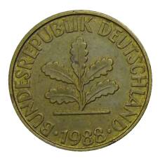 Монета 10 пфеннигов 1988 года F Германия (аверс)