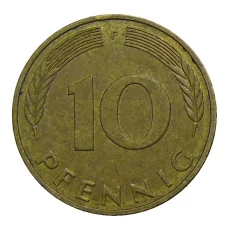 Монета 10 пфеннигов 1988 года F Германия (реверс)