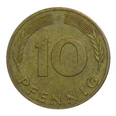 Монета 10 пфеннигов 1988 года F Германия (реверс)