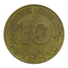 Монета 10 пфеннигов 1988 года J Германия (реверс)