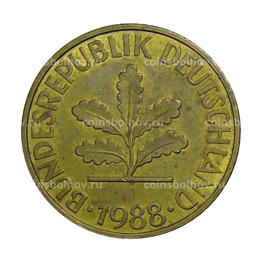 Монета 10 пфеннигов 1988 года J Германия