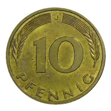 Монета 10 пфеннигов 1988 года J Германия (реверс)