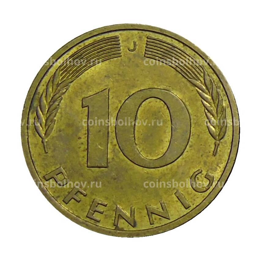 Монета 10 пфеннигов 1988 года J Германия (вид 2)
