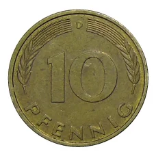 Монета 10 пфеннигов 1988 года D Германия (реверс)