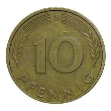 Монета 10 пфеннигов 1988 года D Германия (реверс)