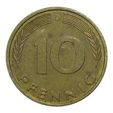 Монета 10 пфеннигов 1988 года D Германия (реверс)