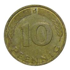 Монета 10 пфеннигов 1988 года D Германия (реверс)