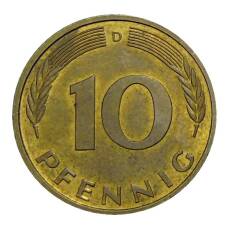Монета 10 пфеннигов 1996 года D Германия (реверс)