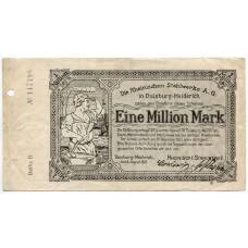 Банкнота 1000000 марок 1923 года Германия — Нотгельд (Дуйсбург)