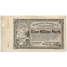 Банкнота 1000000 марок 1923 года Германия — Нотгельд (Дуйсбург) (аверс)