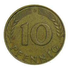 Монета 10 пфеннигов 1968 года D Германия (реверс)