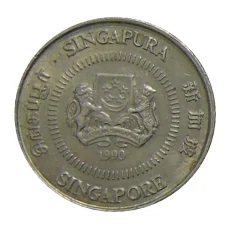 Монета 10 центов 1990 года Сингапур (аверс)