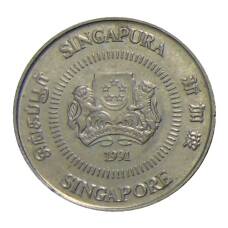 Монета 10 центов 1991 года Сингапур (аверс)