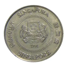 Монета 10 центов 1991 года Сингапур (аверс)