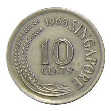 Монета 10 центов 1968 года Сингапур (аверс)