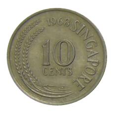 Монета 10 центов 1968 года Сингапур (аверс)