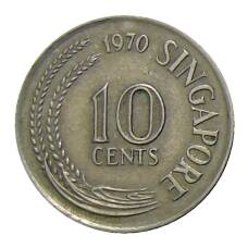 Монета 10 центов 1970 года Сингапур (аверс)