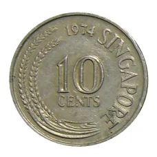 Монета 10 центов 1974 года Сингапур (аверс)
