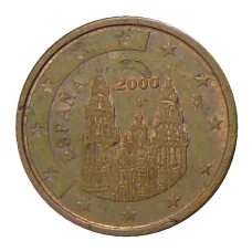 Монета 2 евроцента 2000 года Испания (аверс)