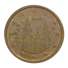 Монета 2 евроцента 2017 года Испания (аверс)