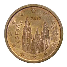 Монета 2 евроцента 2017 года Испания (аверс)