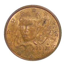 Монета 2 евроцента 2017 года Франция (аверс)
