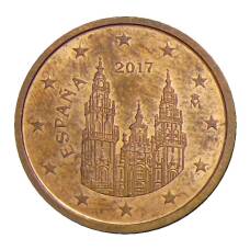 Монета 2 евроцента 2017 года Испания (аверс)