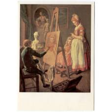 Открытка живопись И. Фирсов «Юный живописец»