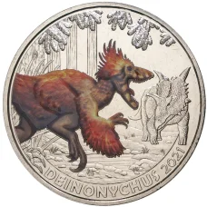 Монета 3 евро 2021 года Австрия — Супер динозавры — Дейноних /Deinonychus/ (аверс)
