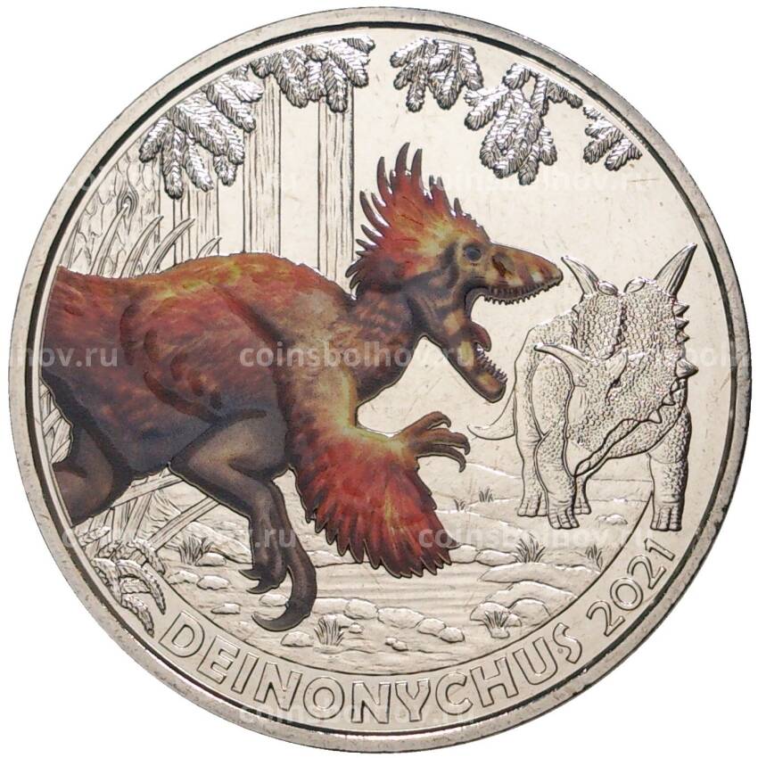 Монета 3 евро 2021 года Австрия — Супер динозавры — Дейноних /Deinonychus/