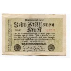 Банкнота 10000000 марок 1923 года Германия (аверс)