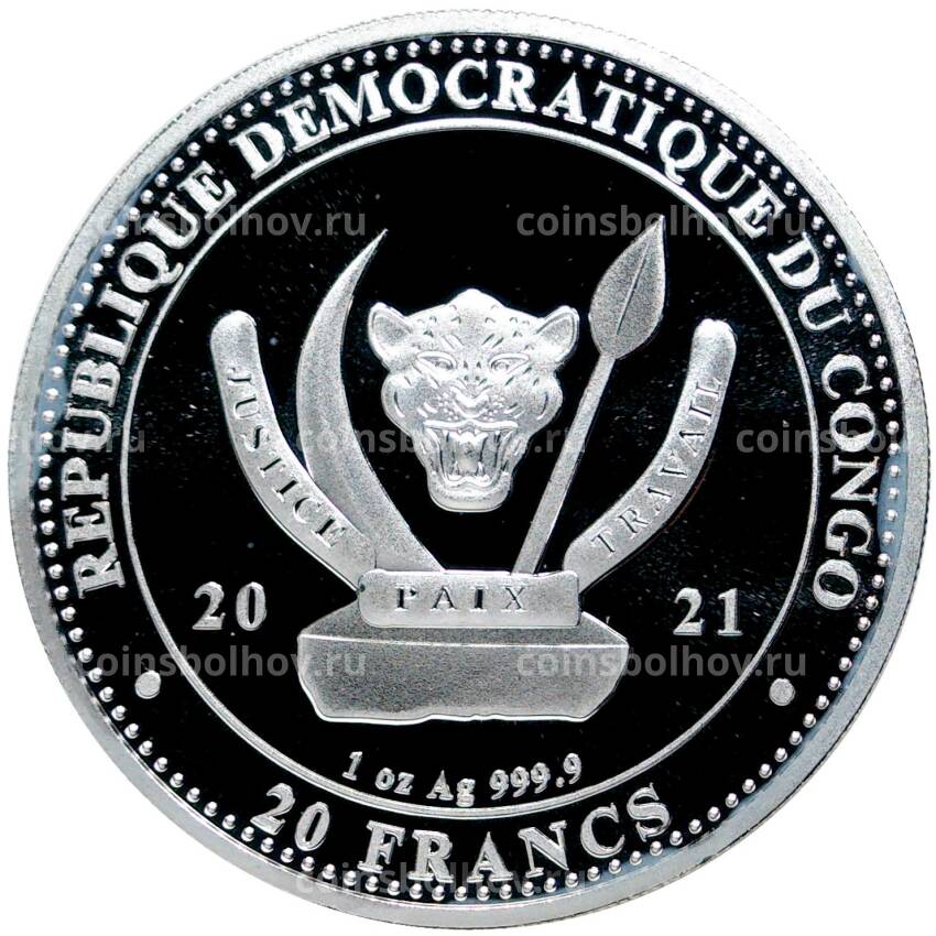 Монета 20 франков 2021 года Конго — Белоголовый орлан (вид 2)