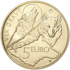 Монета 5 евро 2021 года Словакия —   Волк (аверс)