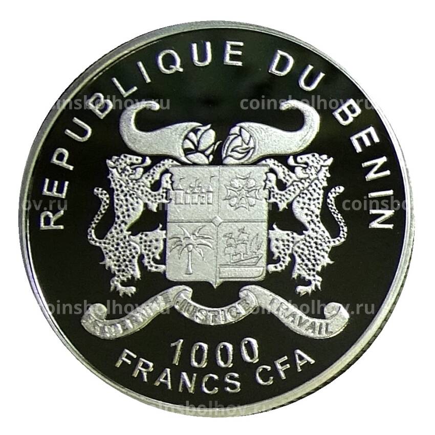 Монета 1000 франков 2012 года Бенин —  Чудеса Египта — Сфинкс (вид 2)