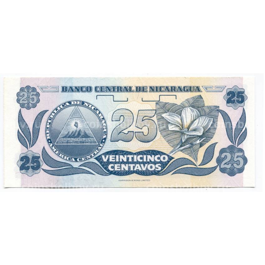 Банкнота 25 сентаво 1991 года  Никарагуа (вид 2)